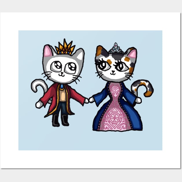 Cat Prince and Princess Wall Art by TacoCat Designs